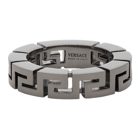 versace meander ring silver|Men's Luxury & Designer Rings .